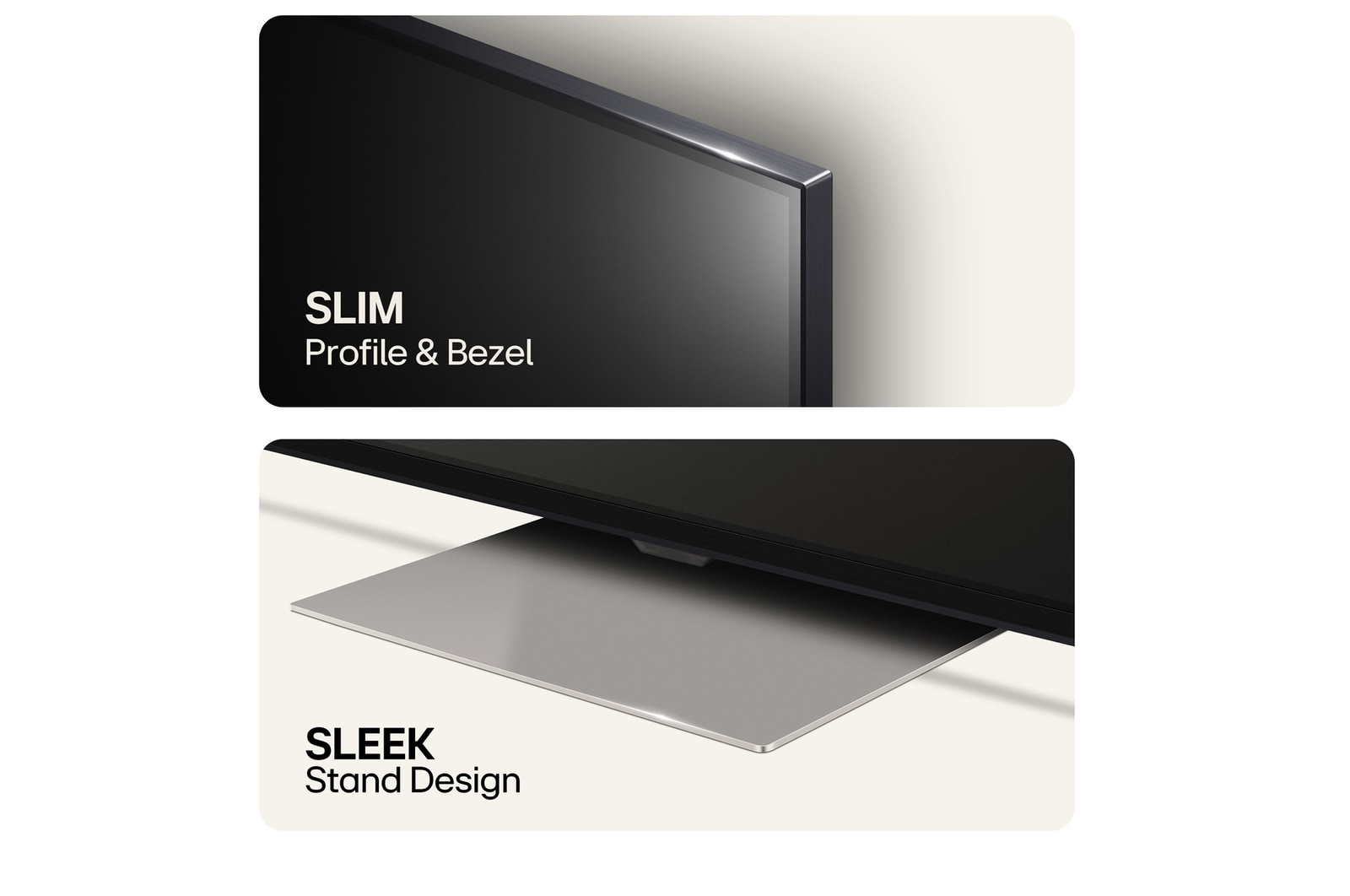 Slimmad profil och ram samt elegant stativdesign