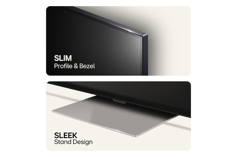 Slimmad profil och ram samt elegant stativdesign