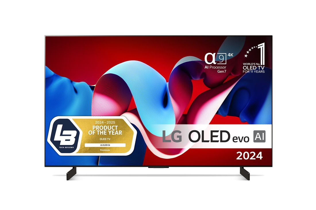 LG OLED evo AI C4 4K Smart TV på 48 tum OLED48C44LA 2024 med alpha 9 AI-processor Gen7