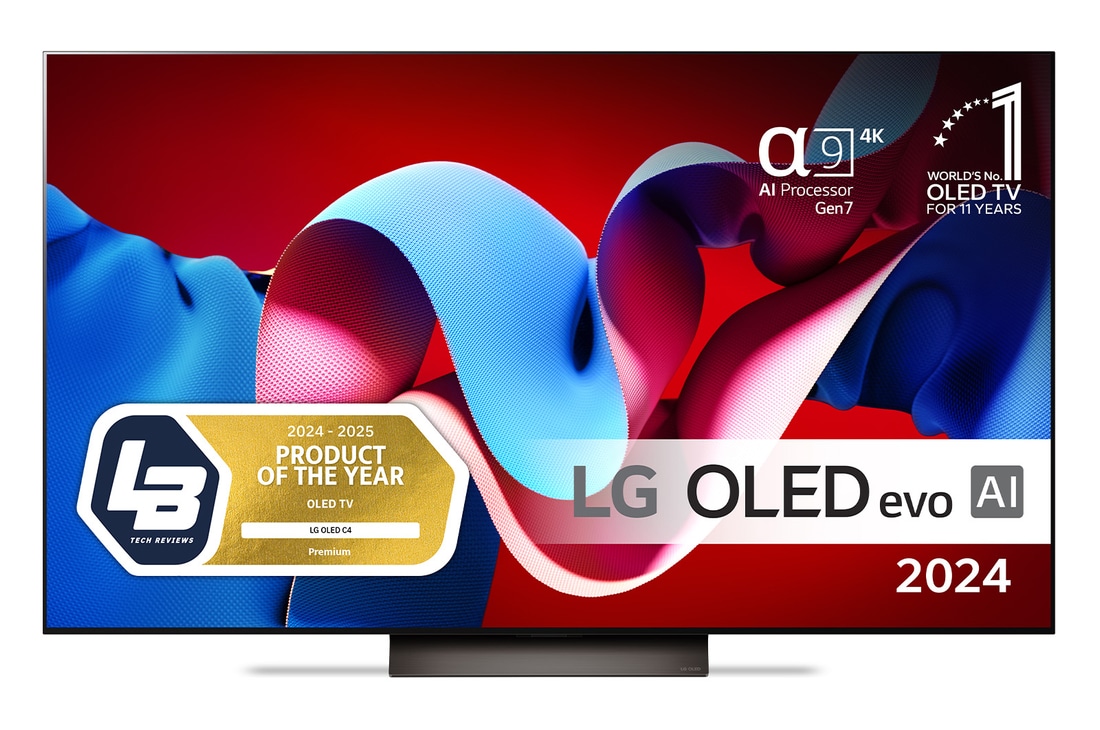 LG OLED evo AI C4 4K Smart TV på 77 tum OLED77C44LA 2024 med alpha 9 AI-processor Gen7