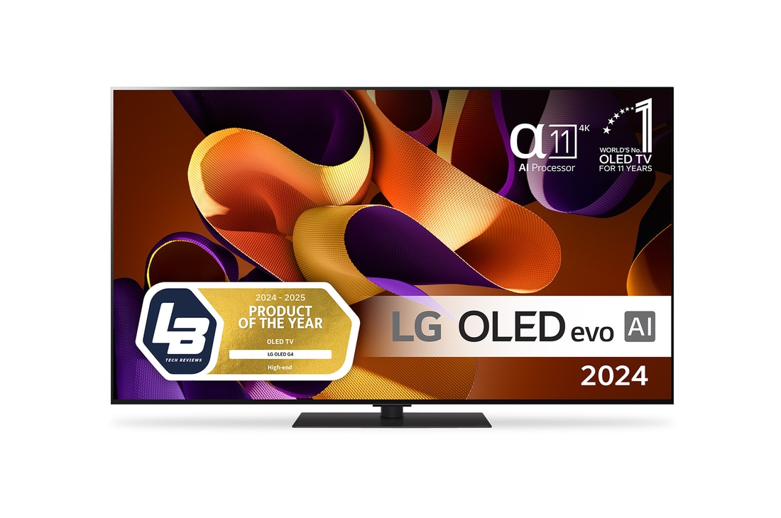 LG OLED evo AI G4 4K Smart TV på 65 tum OLED55G46LS 2024 med alpha 11 AI-processor