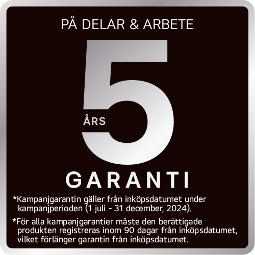 5 års garanti på delar & arbete