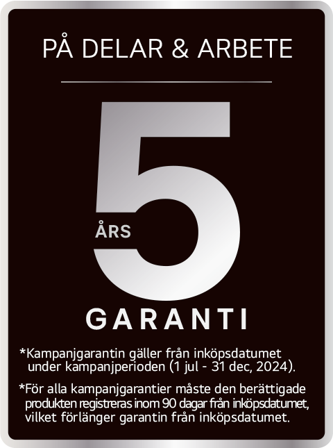 5 års garanti på delar & arbete