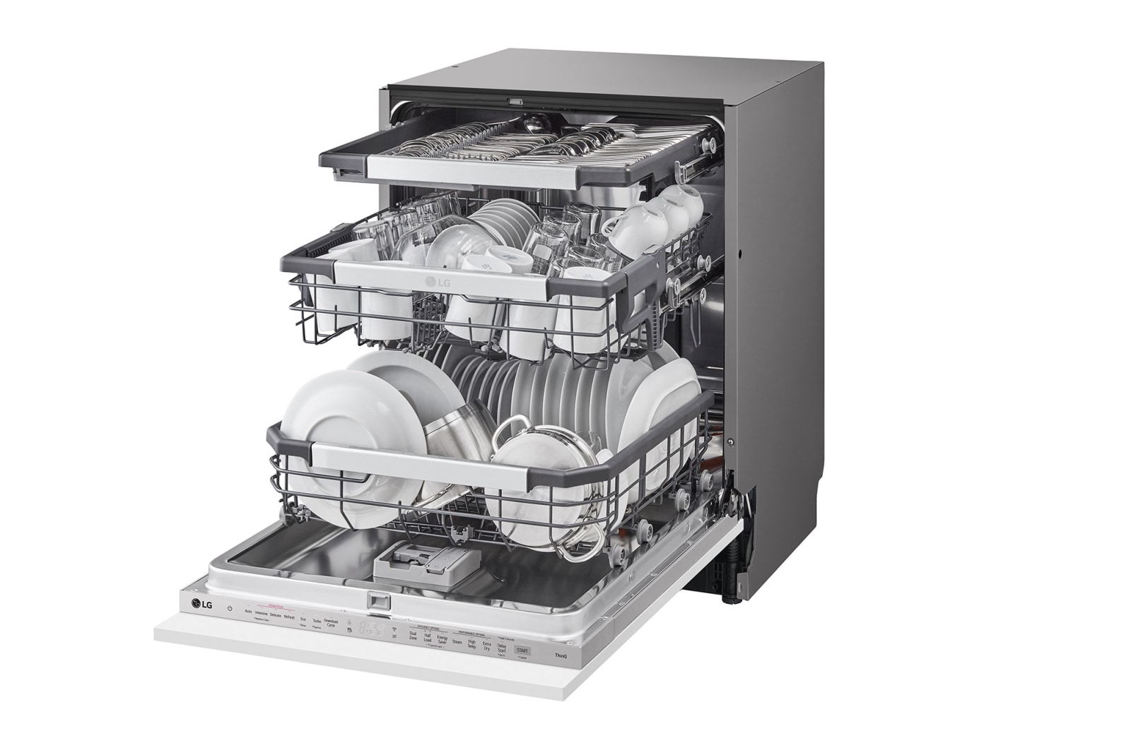 LG QuadWash™ Steam-diskmaskin (för inbyggnad), Energiklass A, Auto Open Dry funktion och Smart Diagnosis™ med Wi-Fi, DB475TXS