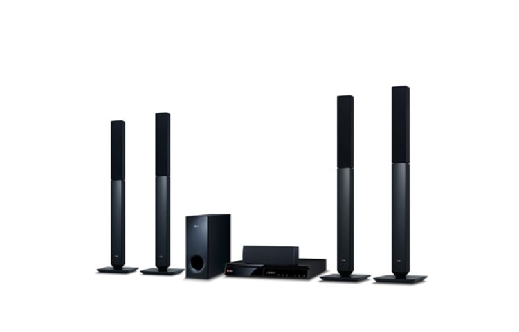 LG 5.1-KANALS 3D-HEMMABIOSYSTEM. SMART BLU-RAY MED DLNA. TALLBOYHÖGTALARE FRAM OCH BAK. 5 SEKUNDERS STARTTID., BH6540T