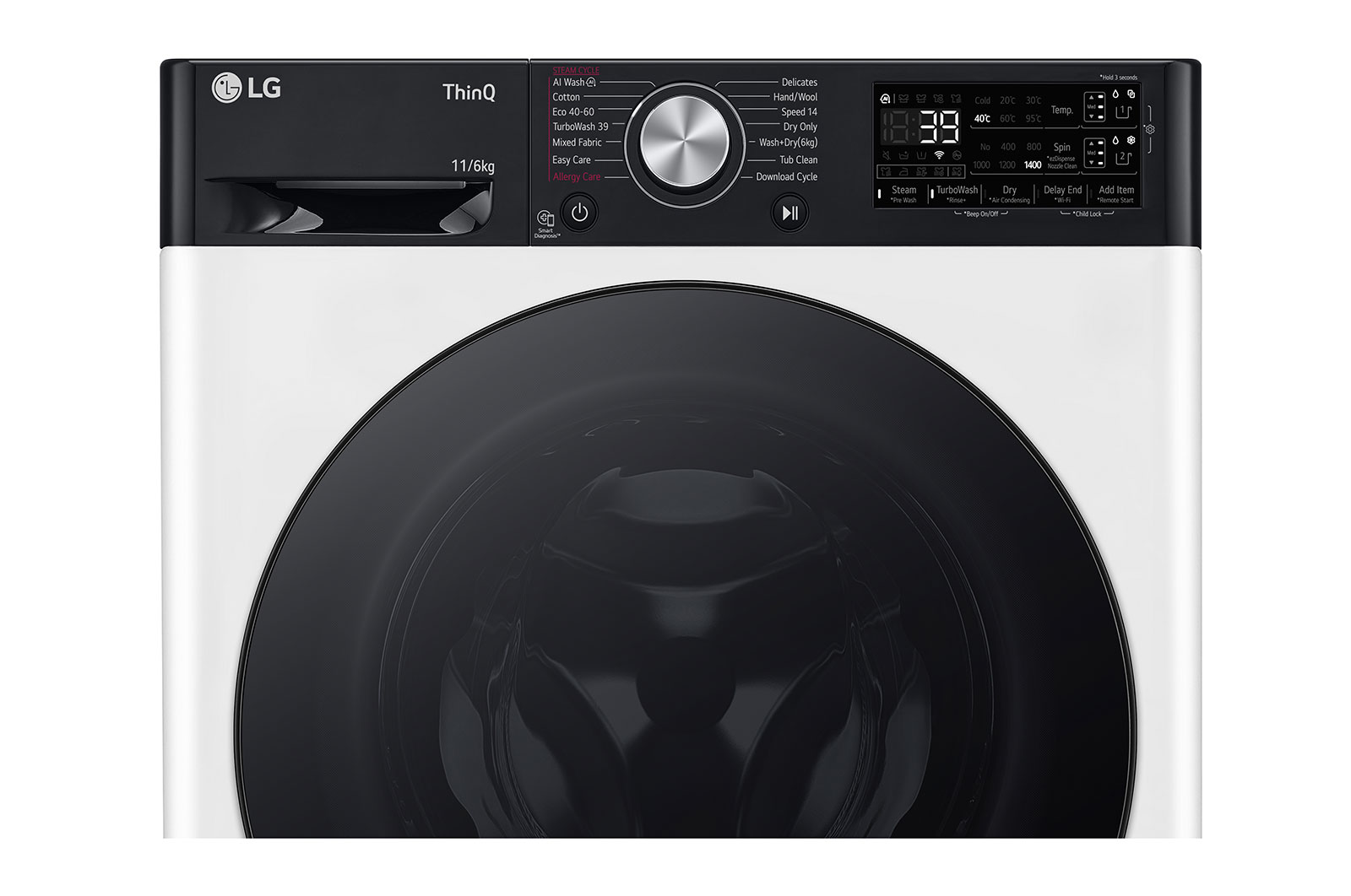 LG 11 kg / 6 kg Tvättmaskin/Torktumlare(Vit) - Auto Dose, Steam, Energiklass A/D, TurboWash™360, AI DD™, Smart Diagnosis™ med Wi-Fi, CV94E7S2BA