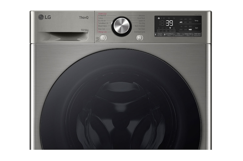 LG 10 kg / 6 kg Kombinerad tvätt/tork(Platinum Silver) - Steam, Energiklass A/D, TurboWash™360, AI DD™, Smart Diagnosis™ med Wi-Fi, CV94V7S2QN