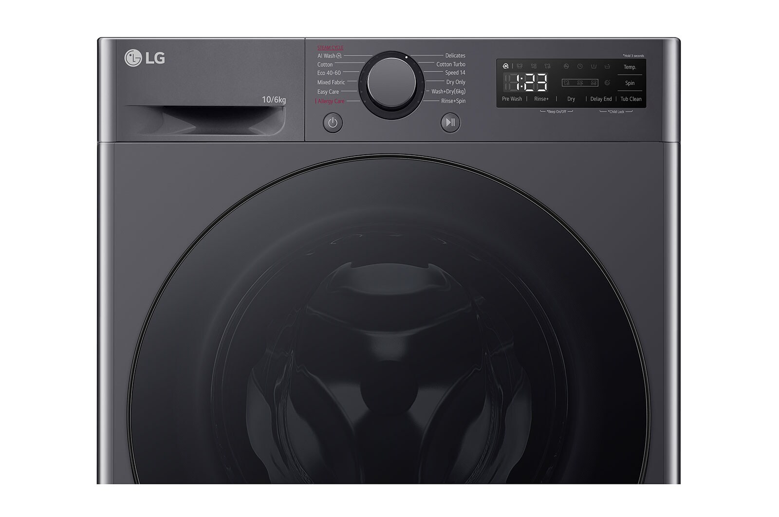 LG 10 kg / 6 kg Kombinerad tvätt/tork(Middle Black) - Steam, Energiklass A/D, AI DD™, Smart Diagnosis™, F4Y5RRPYJ