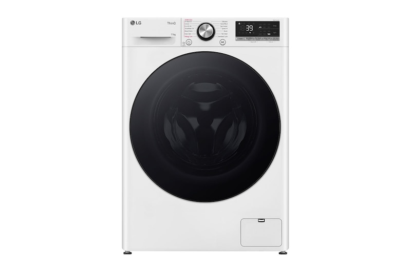 Vy framifrån av 11 kg Tvättmaskin(Vit) - Steam, Energiklass A, TurboWash360™, AI DD™, Smart Diagnosis™ med Wi-Fi F6Y7EYPYW