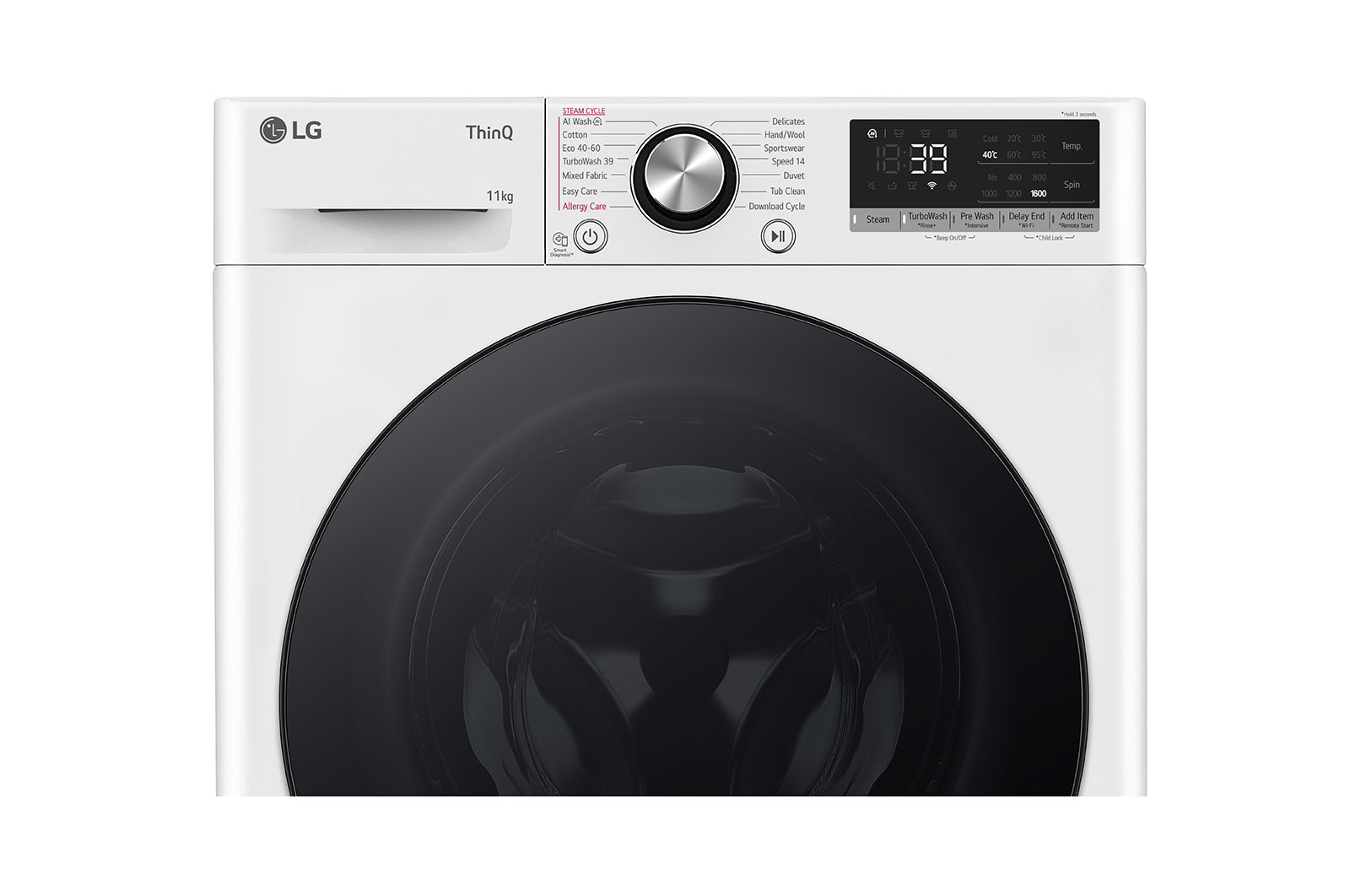 LG 11 kg Tvättmaskin(Vit) - Steam, Energiklass A, TurboWash360™, AI DD™, Smart Diagnosis™ med Wi-Fi, F6Y7EYPYW
