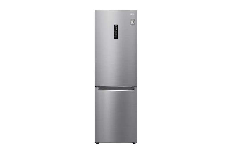 Vy framifrån av 1.86M 341L Kombinerad kyl/frys(Shiny Steel) - Energiklass D, Door Cooling™ och Smart Diagnosis™ med Wi-Fi GBB61PZFGN