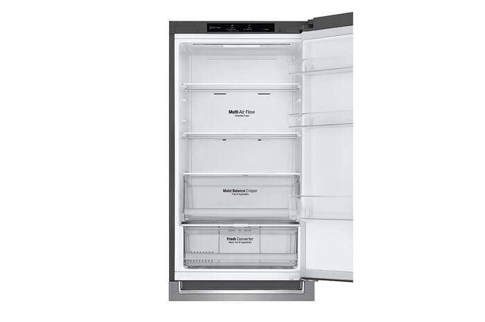 LG 1.86M 341L Kombinerad kyl/frys(Shiny Steel) - Energiklass D, Nature Fresh, Door Cooling+™ och Smart Diagnosis™, GBB61PZGGN