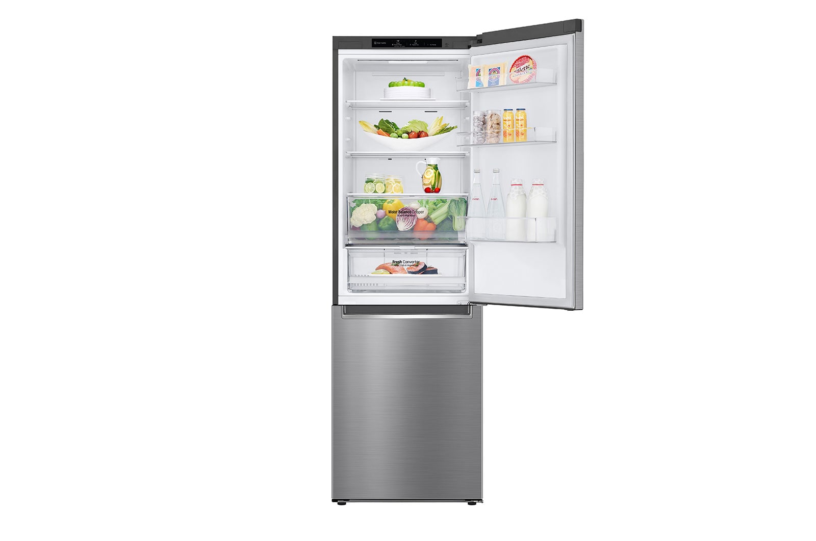 LG 1.86M 341L Kombinerad kyl/frys(Shiny Steel) - Energiklass D, Nature Fresh, Door Cooling+™ och Smart Diagnosis™, GBB61PZGGN