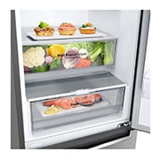 LG 1.86M 341L Kombinerad kyl/frys(Shiny Steel) - Energiklass D, Nature Fresh, Door Cooling+™ och Smart Diagnosis™, GBB61PZGGN