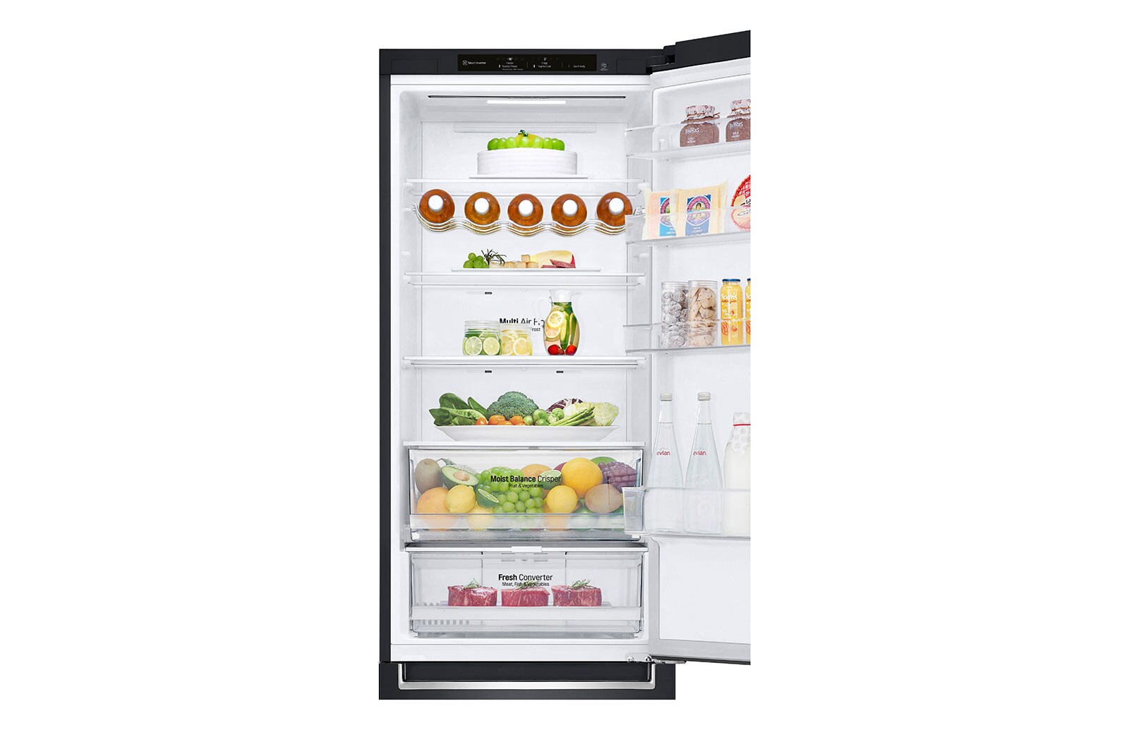 LG 2.03M 384L Kombinerad kyl/frys(Matte Black Stainless Steel) - Energiklass D, Nature Fresh, Door Cooling+™ och Smart Diagnosis™, GBB62MCGGN