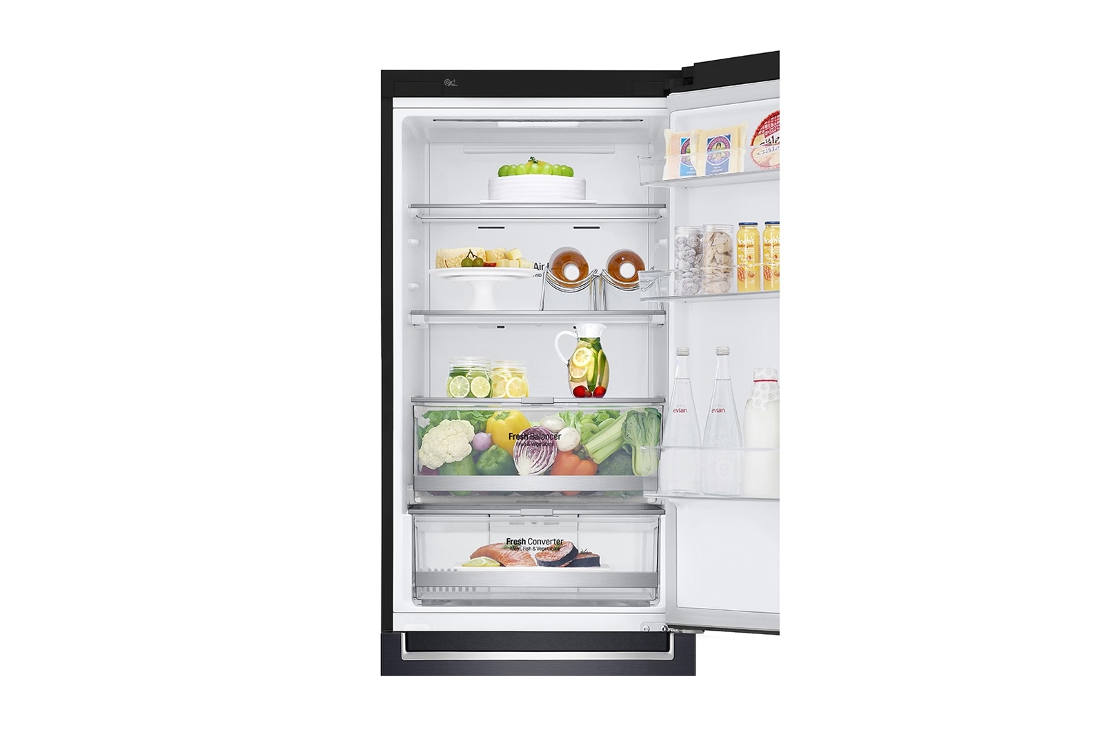 LG 1.86M 341L Kombinerad kyl/frys(Matte Black) - Energiklass E, Door Cooling™ och Smart Diagnosis™ med Wi-Fi, GBB71MCDMN