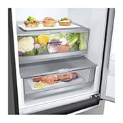 LG 1.86M 341L Kombinerad kyl/frys(Shiny Steel) - Energiklass D, Door Cooling™, GBB71PZEGN