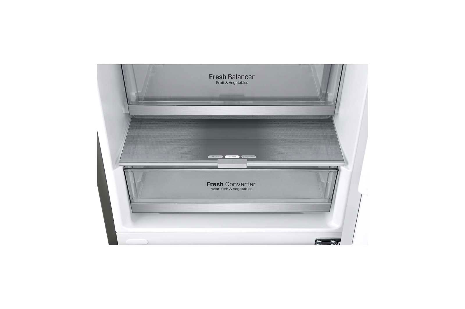 LG 1.86M 341L Kombinerad kyl/frys(Shiny Steel) - Energiklass E, Door Cooling™, GBB71PZEMN