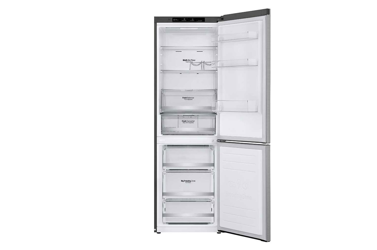 LG 1.86M 341L Kombinerad kyl/frys(Shiny Steel) - Energiklass E, Door Cooling™, GBB71PZEMN