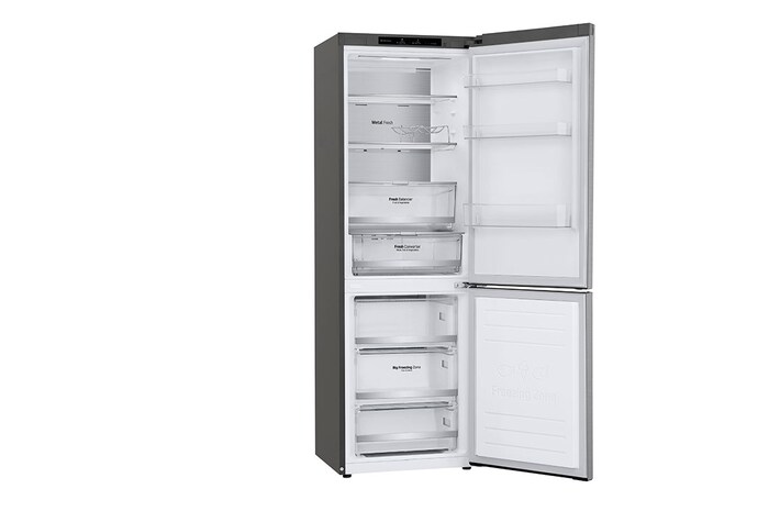LG 1.86M 341L Kombinerad kyl/frys(Shiny Steel) - Energiklass D, Door Cooling™ och Smart Diagnosis™, GBB71PZVGN
