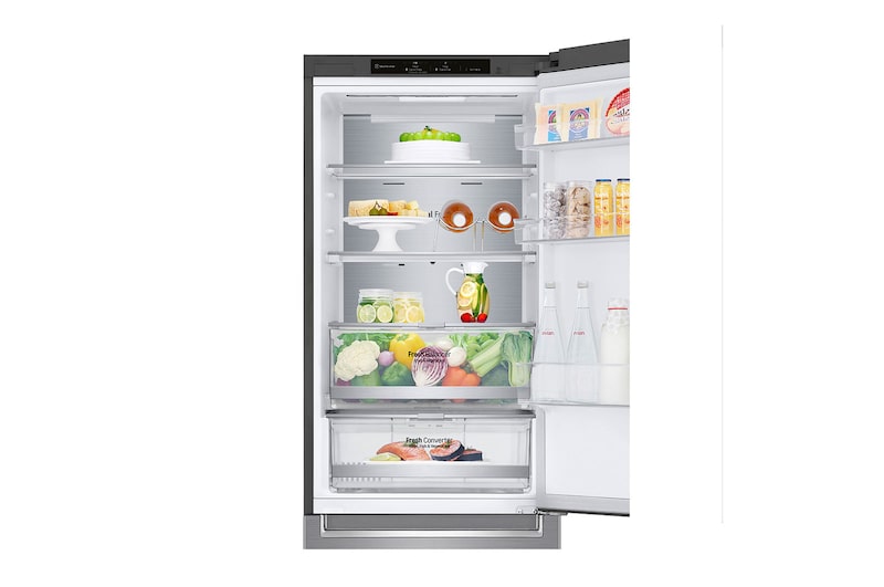 LG 1.86M 341L Kombinerad kyl/frys(Shiny Steel) - Energiklass D, Door Cooling™ och Smart Diagnosis™, GBB71PZVGN