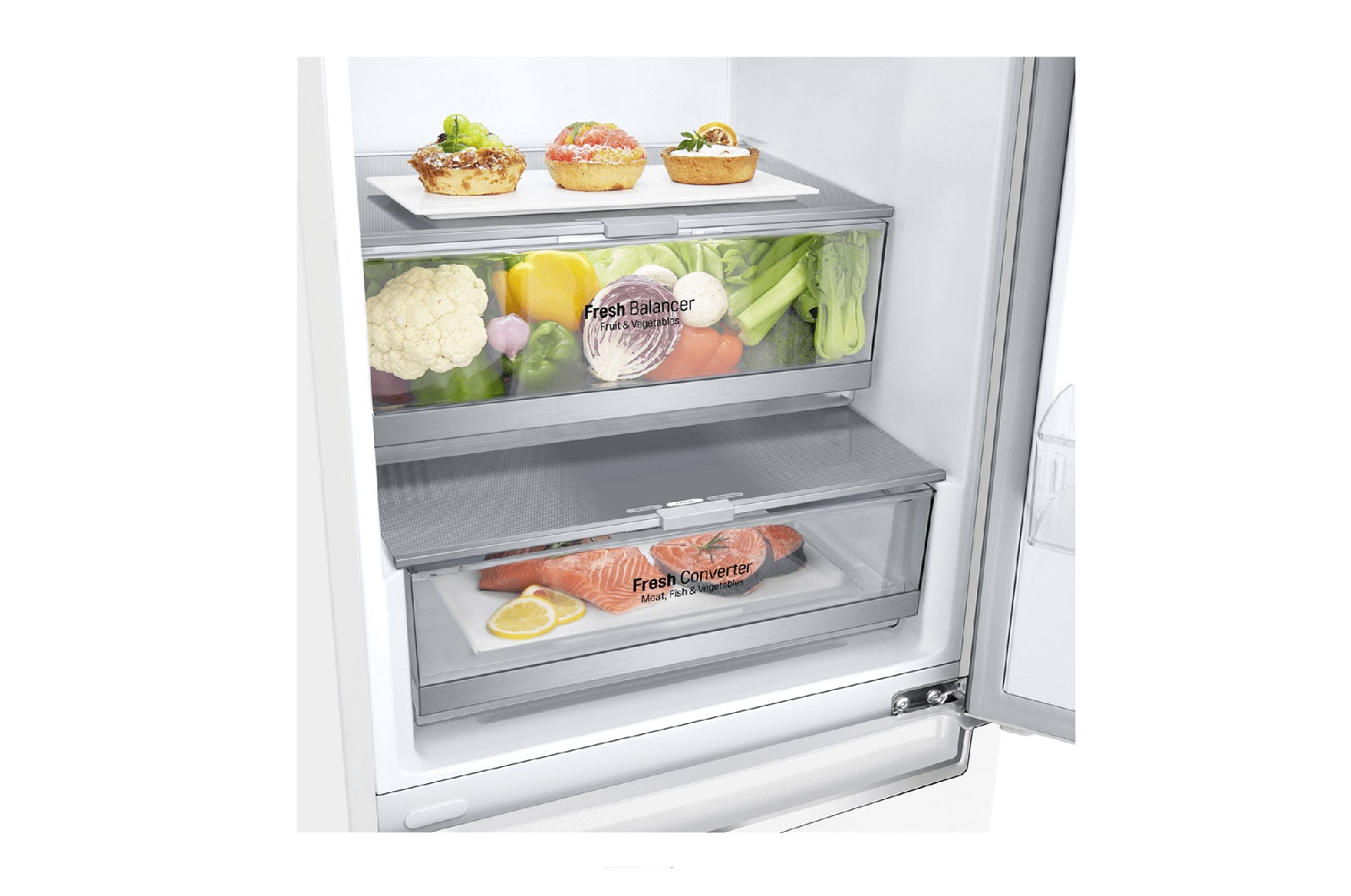 LG 1.86M 341L Kombinerad kyl/frys(Vit) - Energiklass D, Door Cooling™, GBB71SWEGN