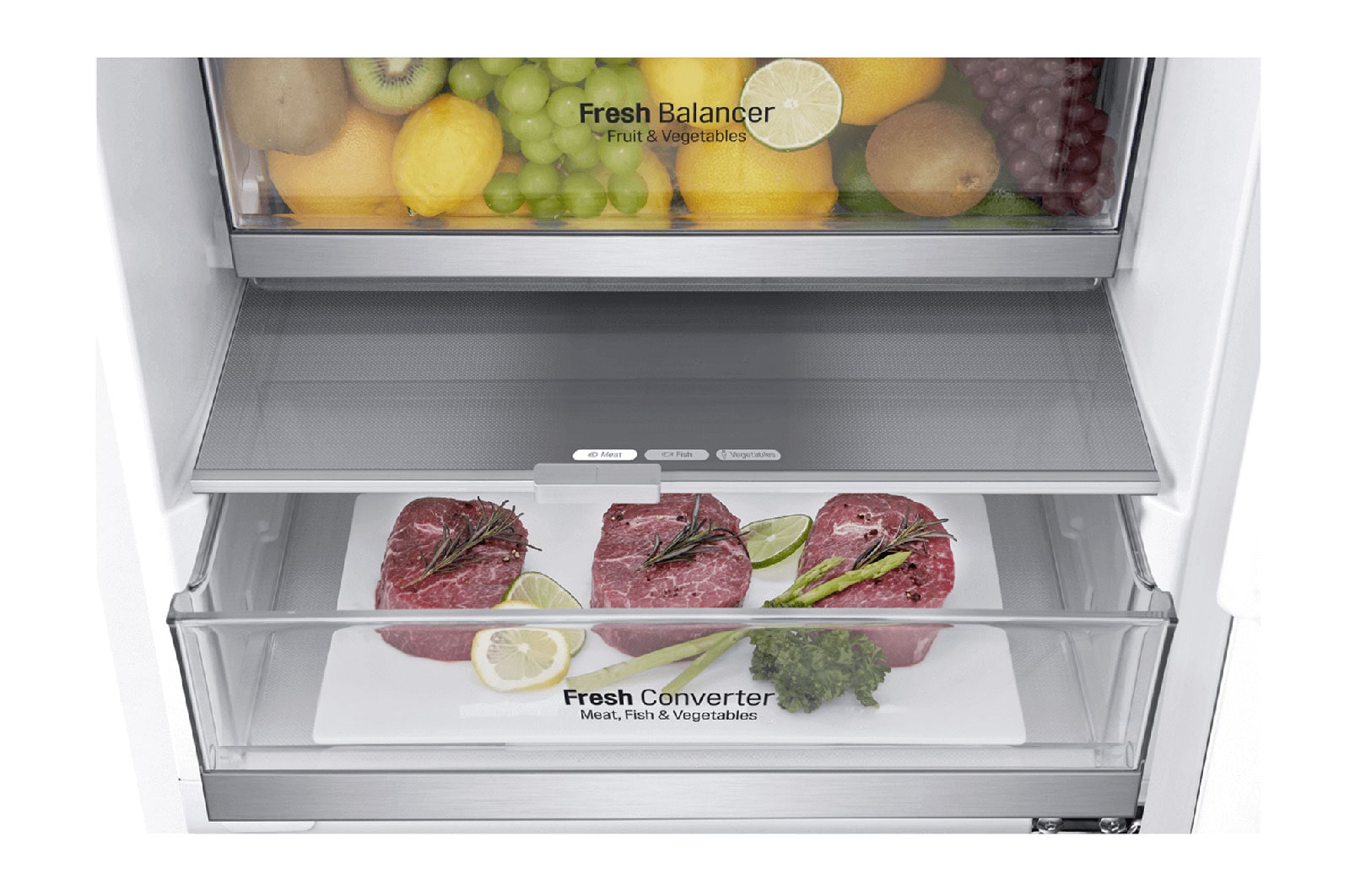 LG 1.86M 341L Kombinerad kyl/frys(Vit) - Energiklass D, Door Cooling™, GBB71SWEGN