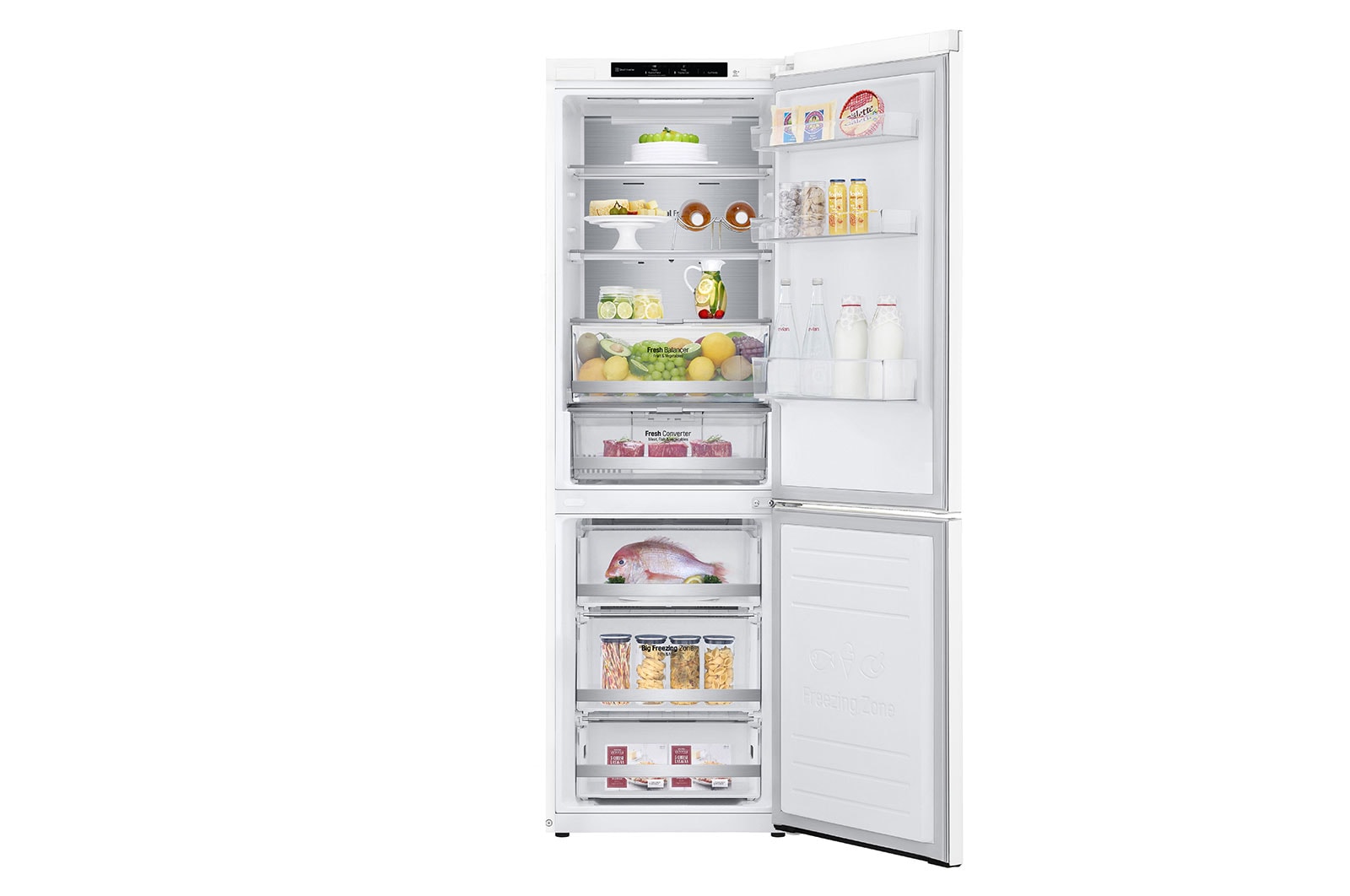 LG 1.86M 341L Kombinerad kyl/frys(Vit) - Energiklass D, Door Cooling™ och Smart Diagnosis™, GBB71SWVGN