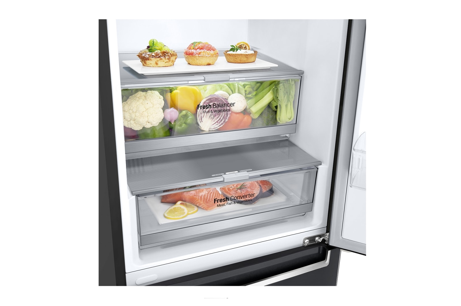 LG 2.03M 384L Kombinerad kyl/frys(Matte Black) - Energiklass D, Door Cooling™, GBB72MCEGN