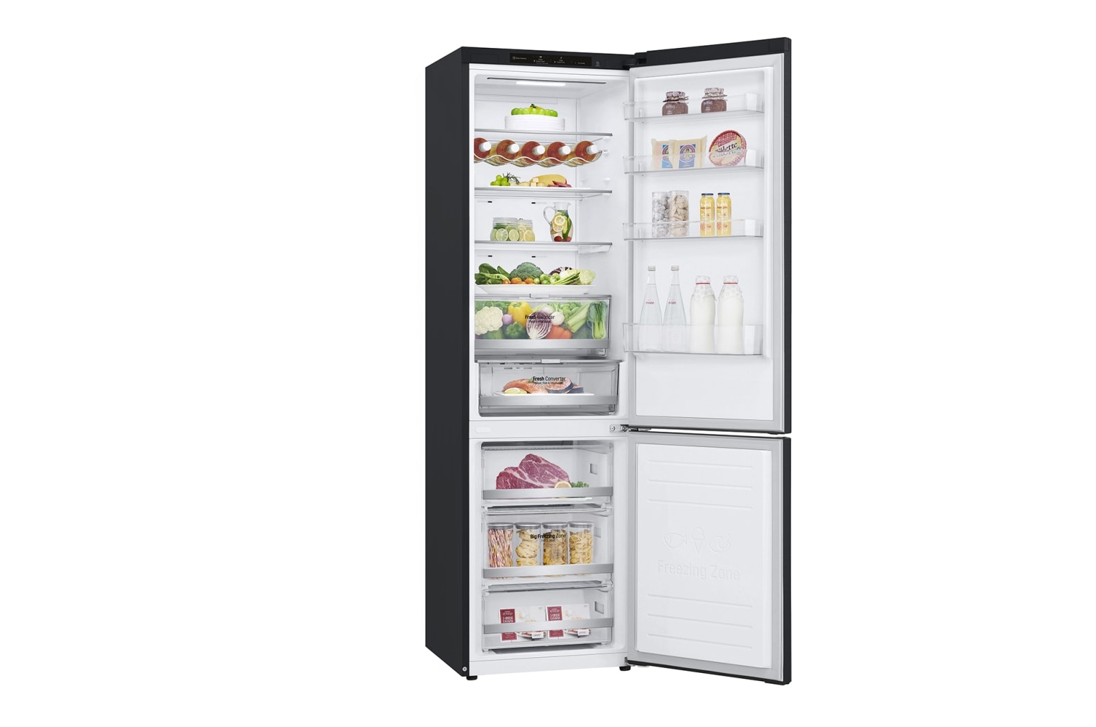 LG 2.03M 384L Kombinerad kyl/frys(Matte Black) - Energiklass D, Door Cooling™, GBB72MCEGN
