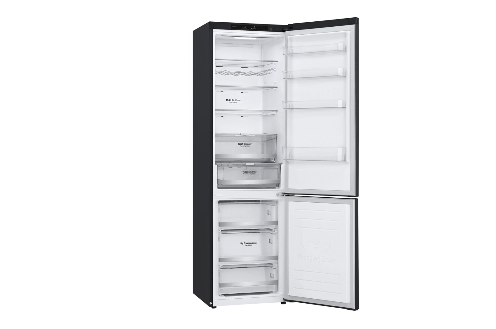 LG 2.03M 384L Kombinerad kyl/frys(Matte Black) - Energiklass D, Door Cooling™, GBB72MCEGN