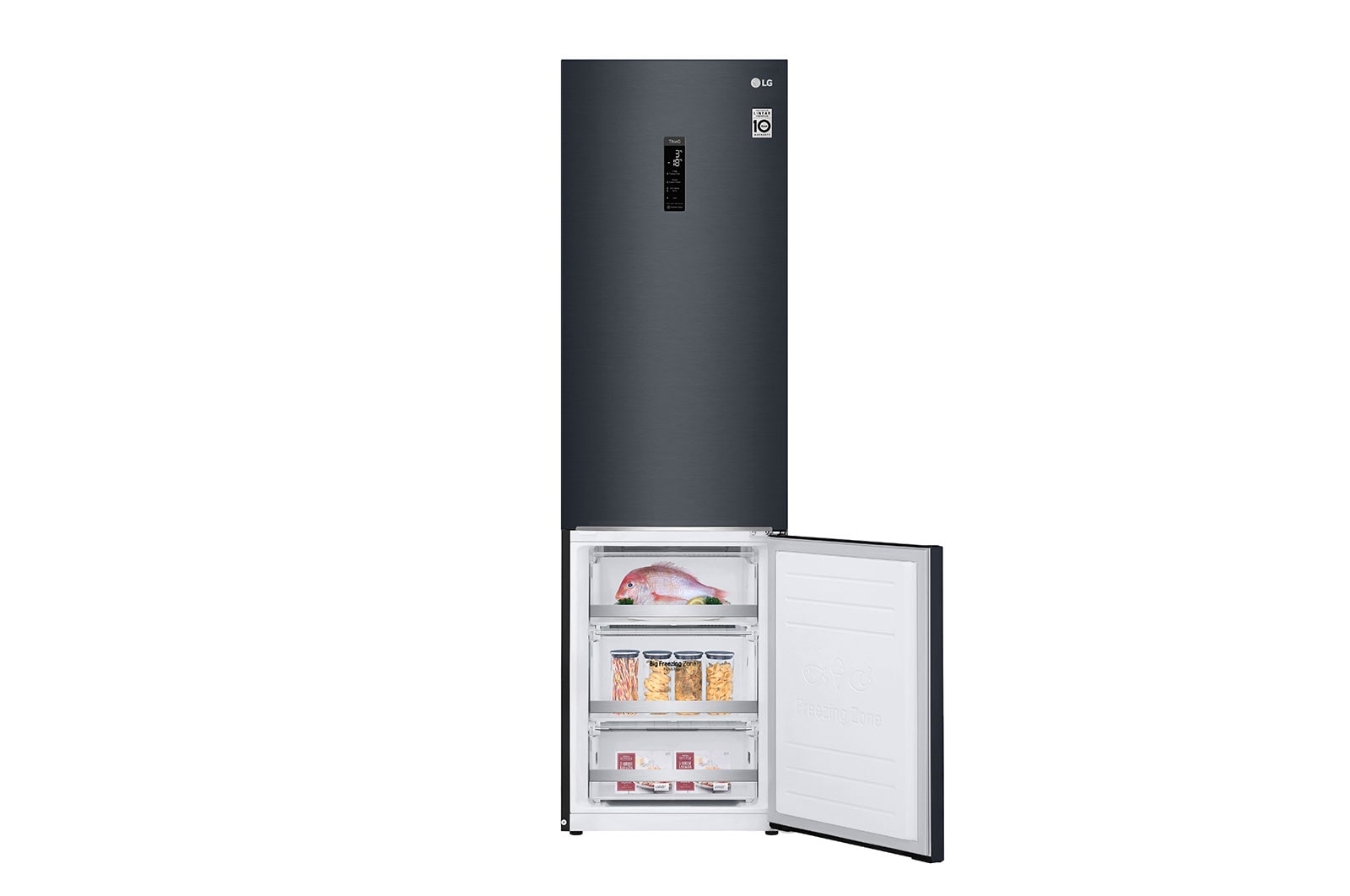 LG 2.03M 384L Kombinerad kyl/frys(Matte Black) - Energiklass D, Door Cooling™ och Smart Diagnosis™ med Wi-Fi, GBB72MCUFN
