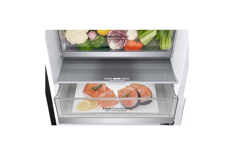 LG 2.03M 384L Kombinerad kyl/frys(Matte Black) - Energiklass D, Door Cooling™ och Smart Diagnosis™ med Wi-Fi, GBB72MCUFN