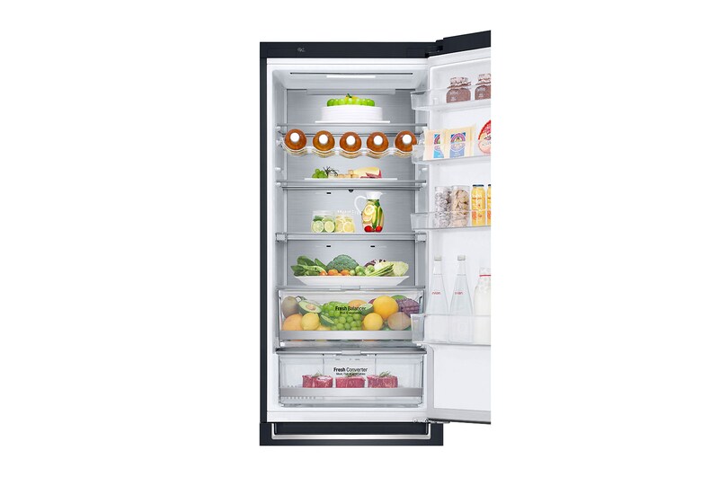 LG 2.03M 384L Kombinerad kyl/frys(Matte Black) - Energiklass D, Door Cooling™ och Smart Diagnosis™ med Wi-Fi, GBB72MCUFN