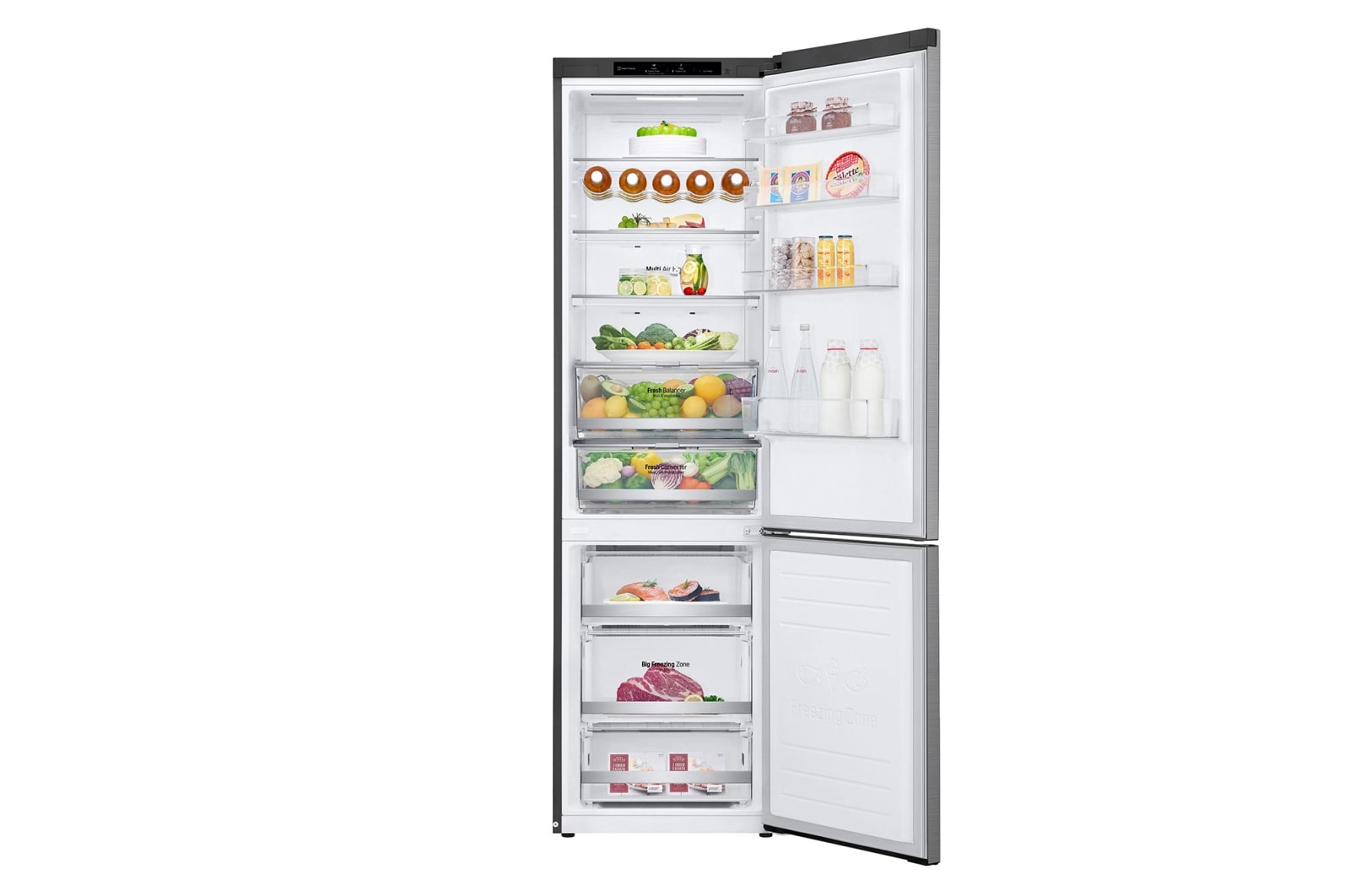 LG 2.03M 384L Kombinerad kyl/frys(Shiny Steel) - Energiklass D, Door Cooling™, GBB72PZEGN