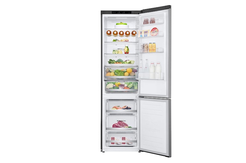 LG 2.03M 384L Kombinerad kyl/frys(Shiny Steel) - Energiklass D, Door Cooling™, GBB72PZEGN