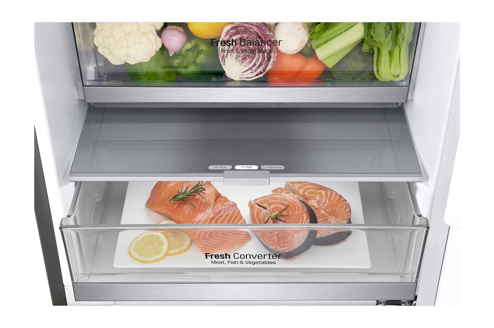 LG 2.03M 384L Kombinerad kyl/frys(Shiny Steel) - Energiklass D, Door Cooling™, GBB72PZEGN