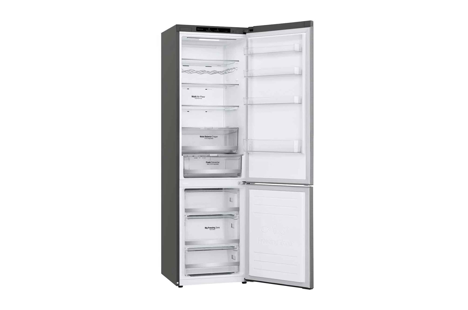 LG 2.03M 384L Kombinerad kyl/frys(Shiny Steel) - Energiklass D, Door Cooling™, GBB72PZEGN