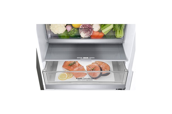 LG 2.03M 384L Kombinerad kyl/frys(Shiny Steel) - Energiklass D, Door Cooling™ och Smart Diagnosis™ , GBB72PZVGN