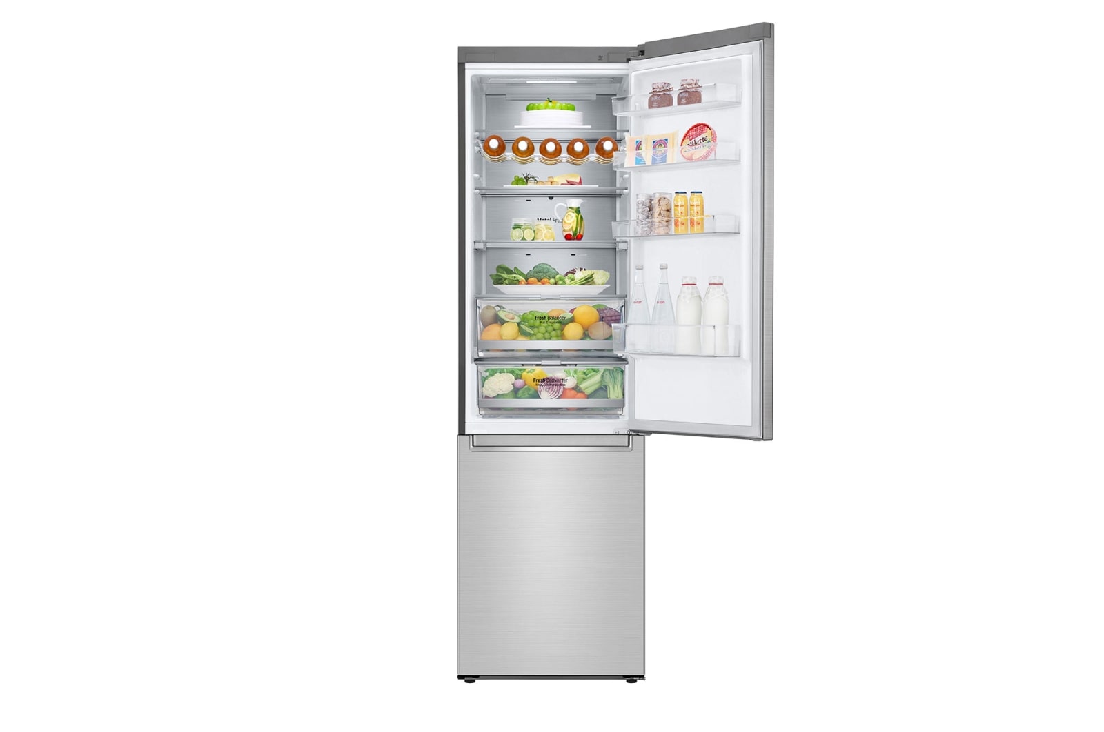 LG 2.03M 384L Kombinerad kyl/frys(Stainless Steel) - Energiklass B, Door Cooling™ och Smart Diagnosis™ med Wi-Fi, GBB92STABP