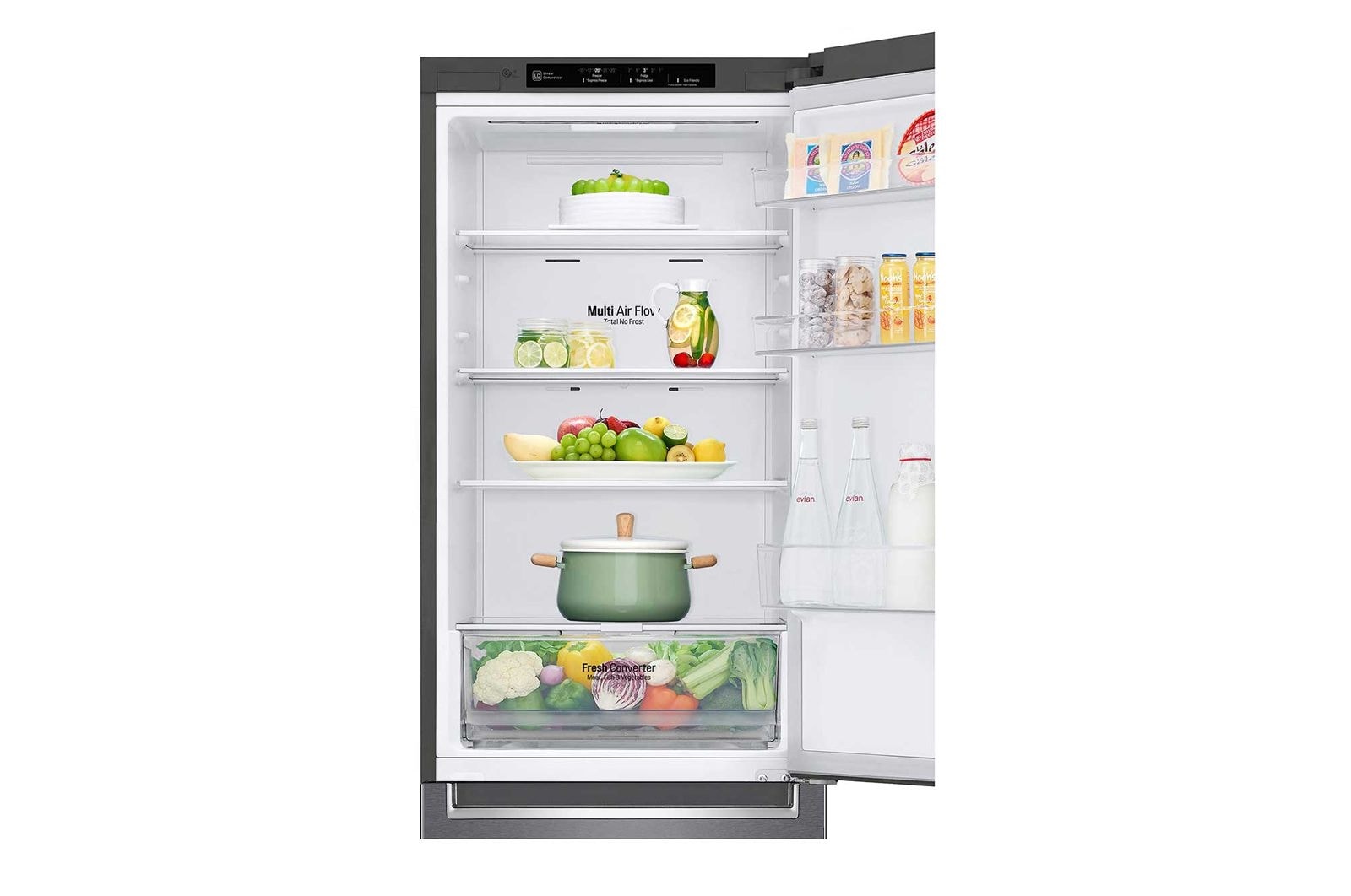 LG 1.86M 341L Kombinerad kyl/frys(Dark Silver) - Energiklass D, Door Cooling™, GBP61DSPFN