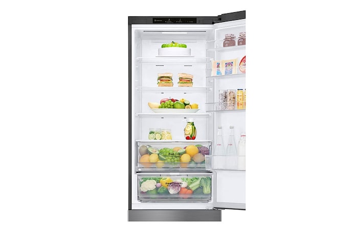 LG 2.03M 384L Kombinerad kyl/frys(Shiny Steel) - Energiklass B, Nature Fresh, Door Cooling+™ och Smart Diagnosis™, GBP62PZNBC