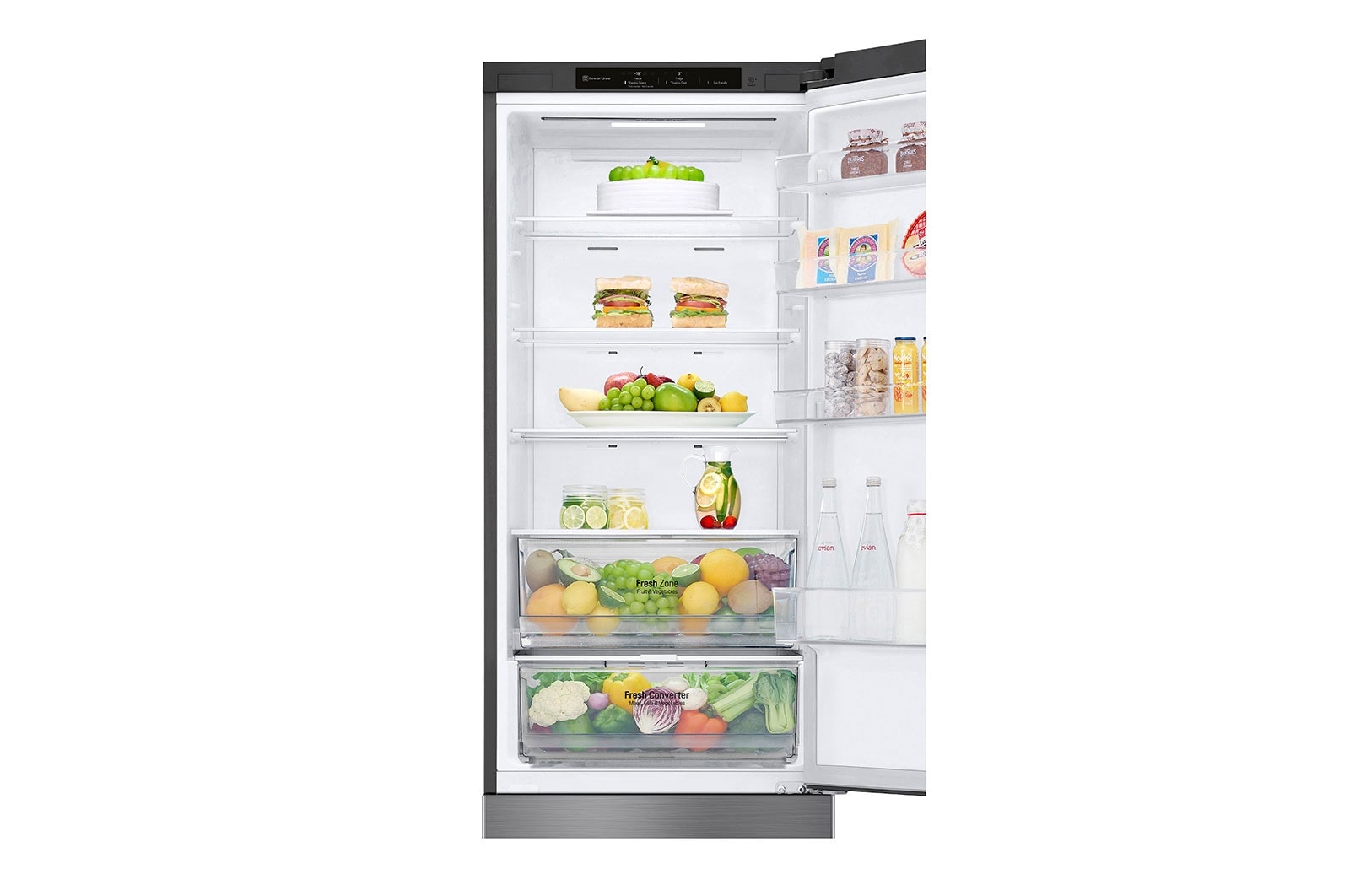 LG 2.03M 384L Kombinerad kyl/frys(Shiny Steel) - Energiklass B, Nature Fresh, Door Cooling+™ och Smart Diagnosis™, GBP62PZNBC