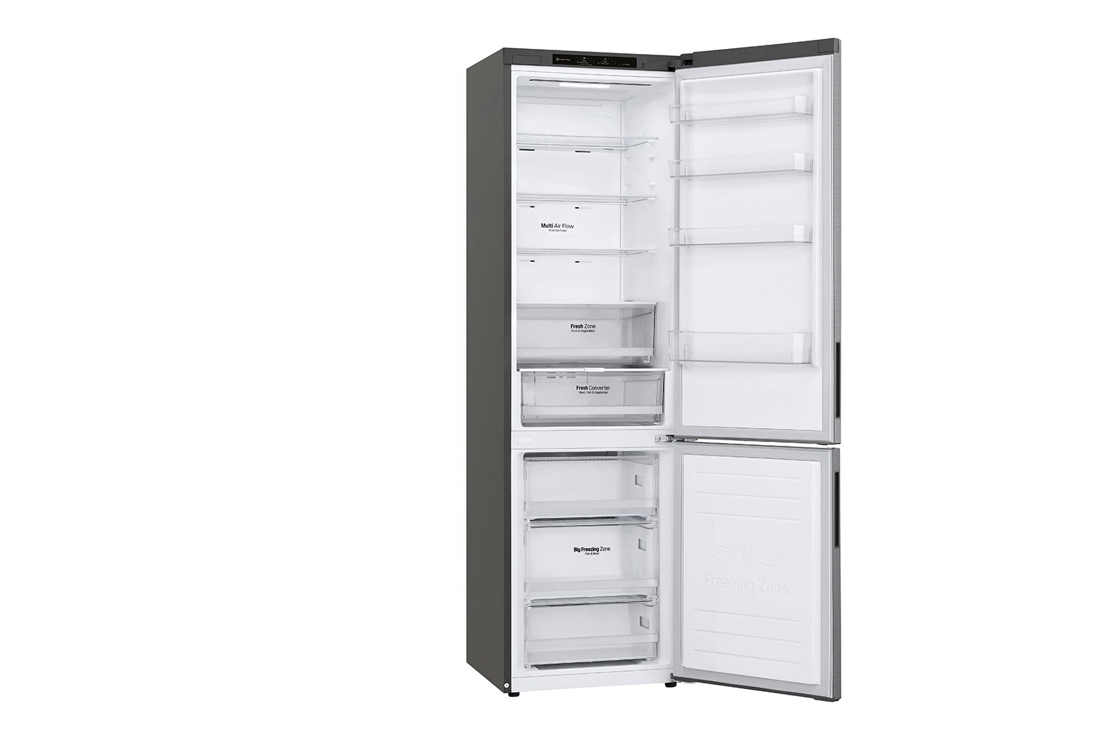LG 2.03M 384L Kombinerad kyl/frys(Shiny Steel) - Energiklass B, Nature Fresh, Door Cooling+™ och Smart Diagnosis™, GBP62PZNBC