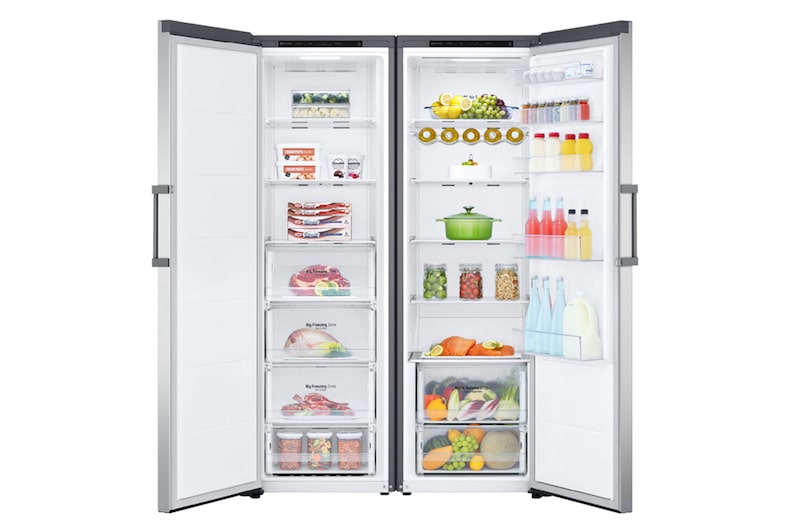 LG Fristående kyl (386L) och frys (324L)-paket (Shiny Steel), Energiklass E, GF41GL51PZ