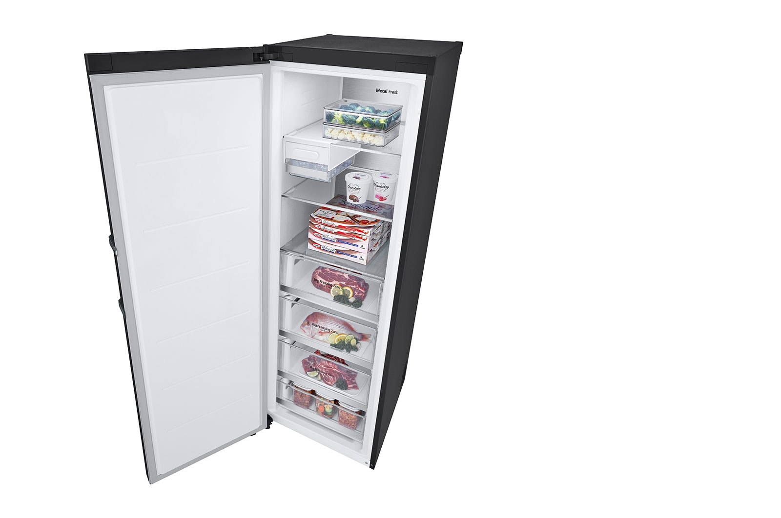 LG 324L Fristående frys (Matte Black) - Energiklass D, Total No Frost, Express Freeze, Smart Diagnosis™ med Wi-Fi, GFM61MCCSF