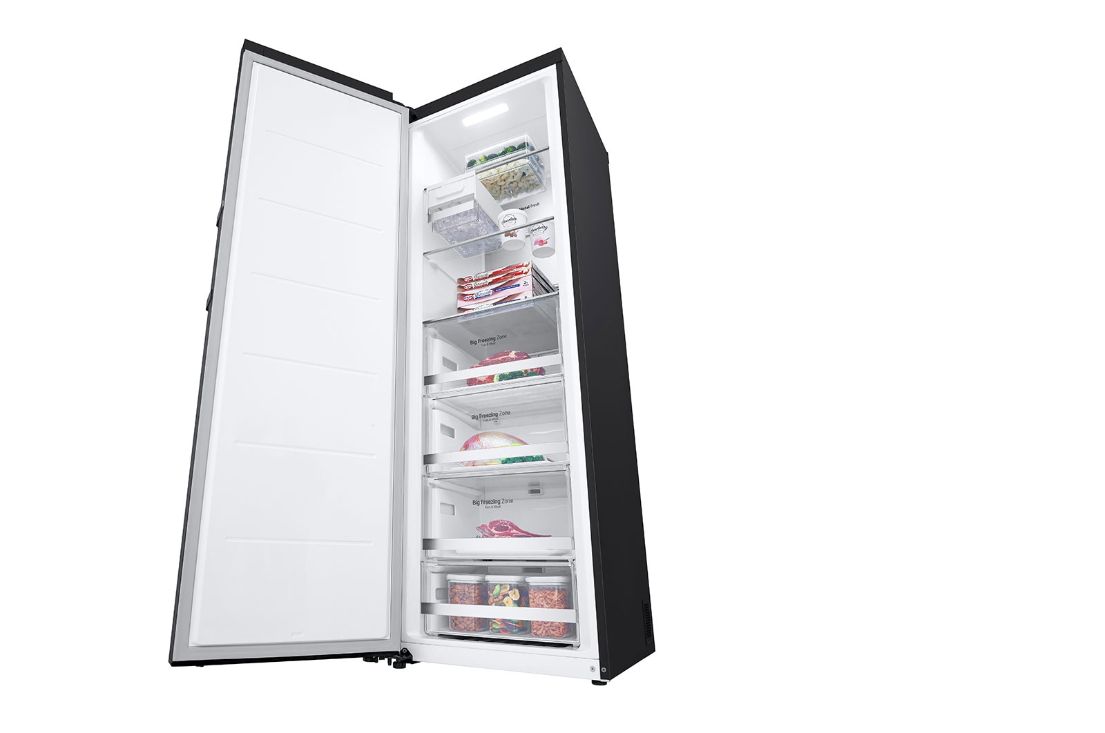 LG 324L Fristående frys (Matte Black) - Energiklass D, Total No Frost, Express Freeze, Smart Diagnosis™ med Wi-Fi, GFM61MCCSF