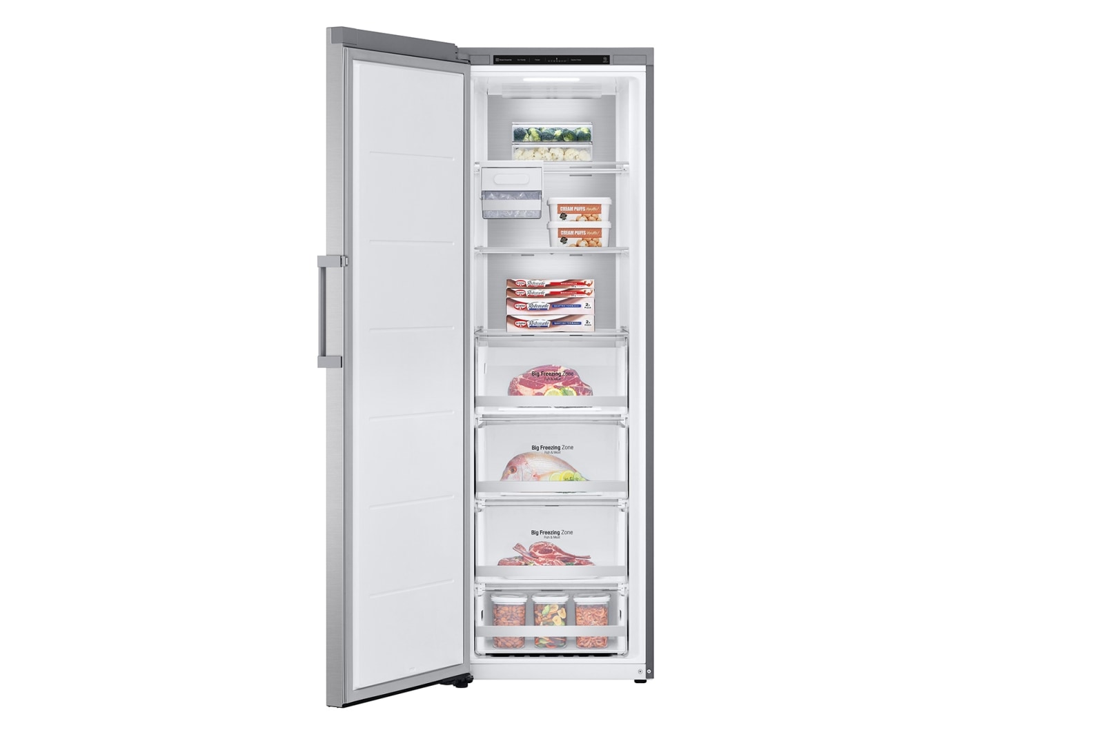 LG 324L Fristående frys (Metal Sorbet) - Energiklass E, Total No Frost, Express Freeze, Smart Diagnosis™, GFT61MBCSZ