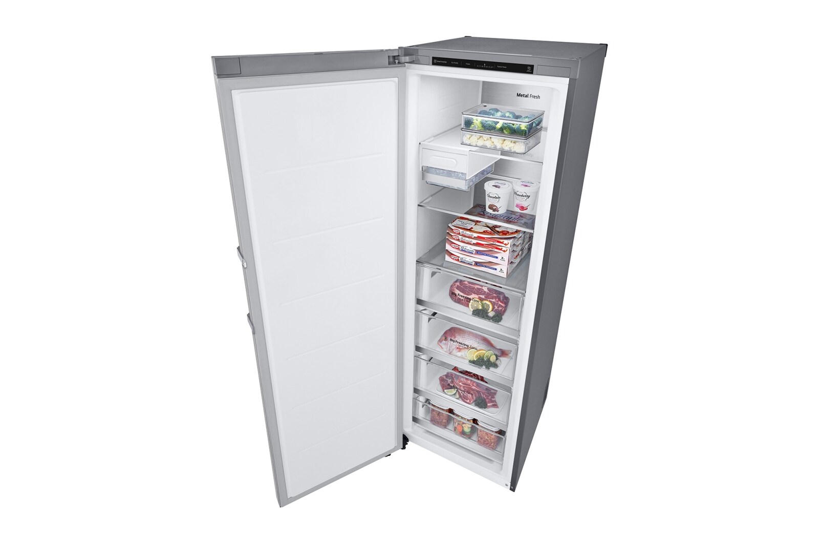 LG 324L Fristående frys (Metal Sorbet) - Energiklass E, Total No Frost, Express Freeze, Smart Diagnosis™, GFT61MBCSZ