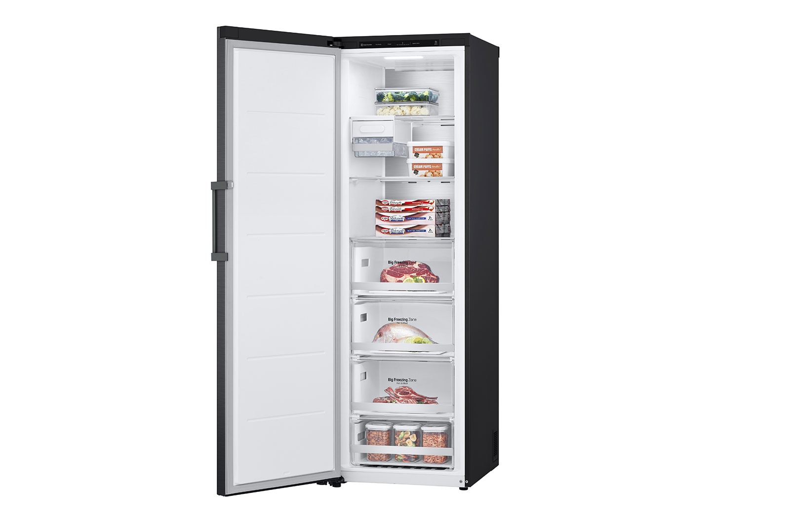 LG 324L Fristående frys (Matte Black) - Energiklass E, Total No Frost, Express Freeze, Smart Diagnosis™, GFT61MCCSZ
